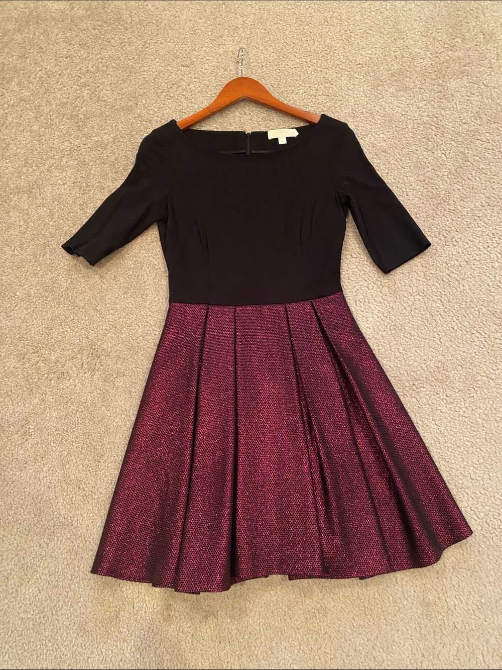 ERIN by Erin Fetherston Black Bodice with Berry Metallic Midi Dress